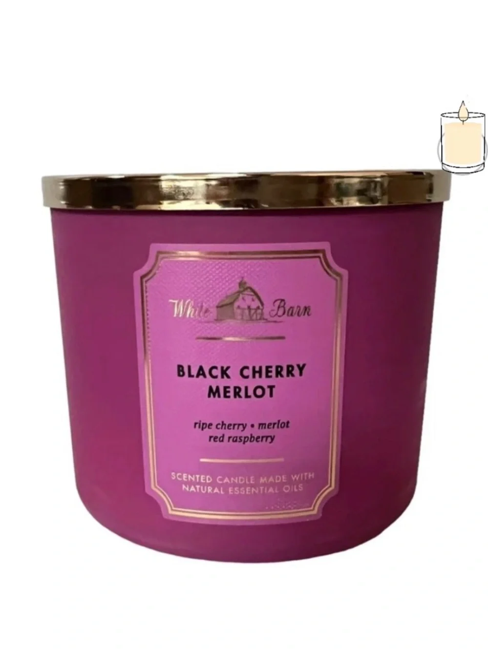 Bath & Body Works Black Cherry Merlot Candle - Fuchsia & Gold